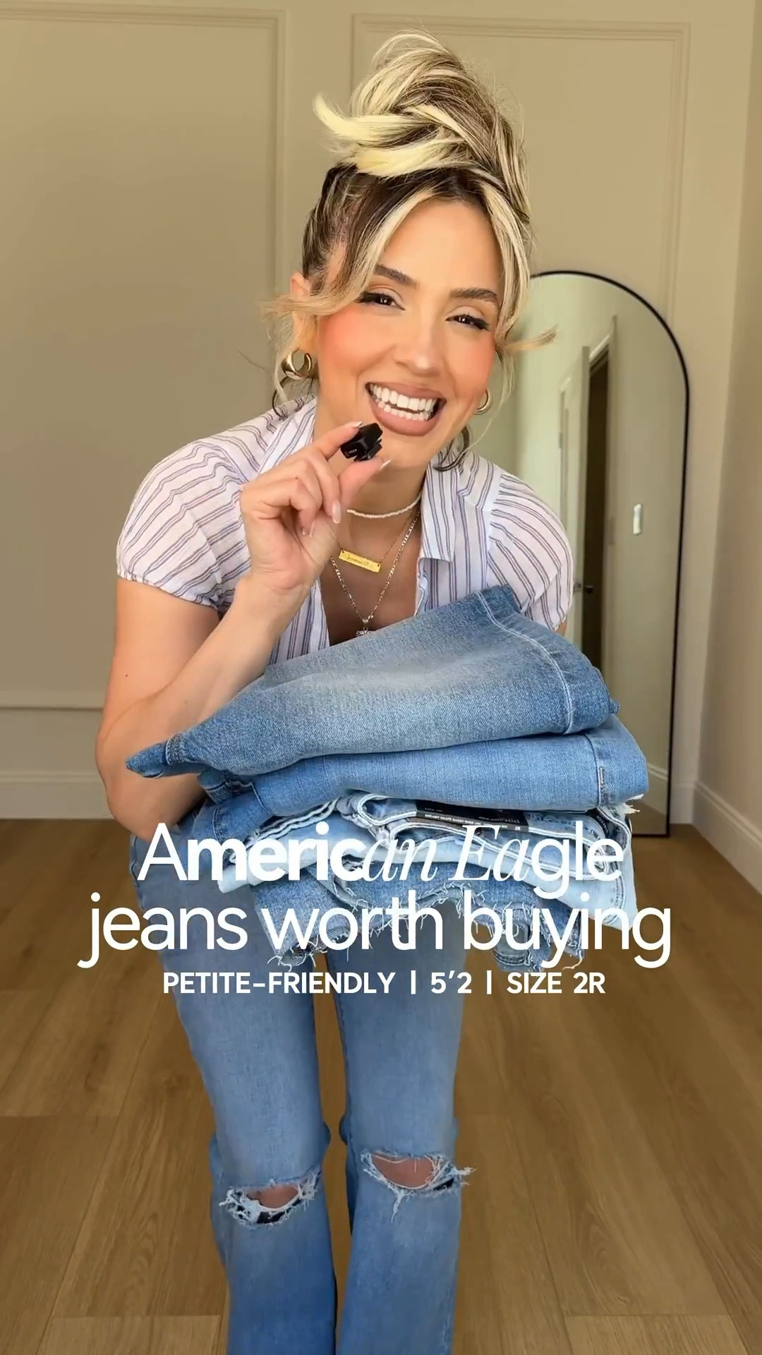 The jeans I keep reaching for ✨
@American Eagle Outfitters just gets the fit RIGHT every time. 😚🤌🏼

Jeans in order of appearance: 
1. Super high waisted flare jean

2. Dreamy drape super stretch high waisted baggy wide leg jean in salty air

3. AE Strigid Curvy Super High-Waisted
Baggy Straight Jean

4. AE Dreamy Drape Stretch Super High-Waisted Baggy Wide-Leg Jean

5. AE Dreamy Drape Stretch Curvy Super High-Waisted Baggy Wide-Leg Jean in Classic vintage destroy

#LTKootd #LTKU #LTKPetite