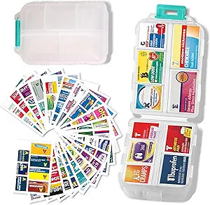 Large Pill Organizer with Medicine Labels - 7 Day Travel Daily Container, Mini Medication Storage... | Amazon (US)