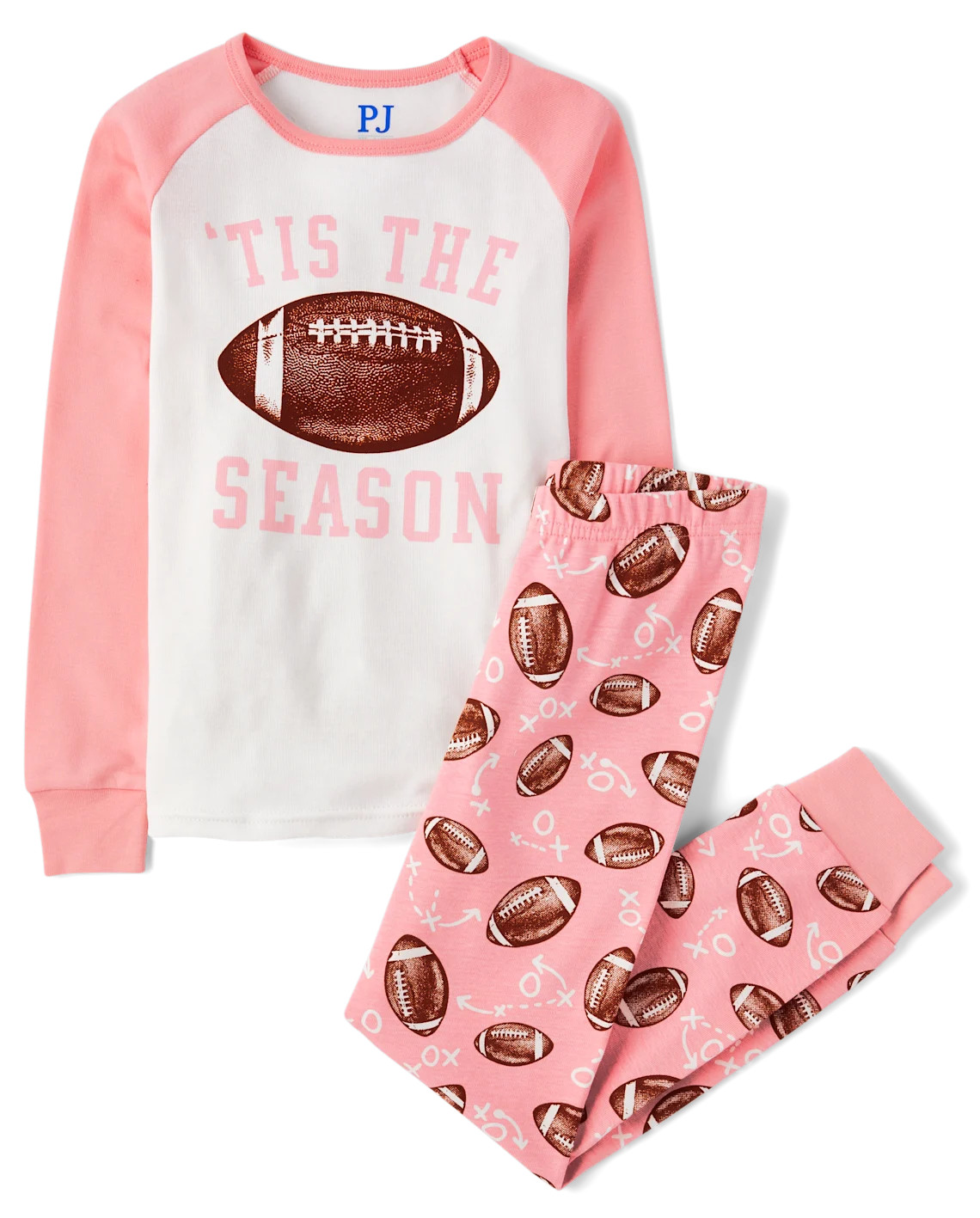 Girls Matching Family Football Snug Fit Cotton Pajamas - pink | The Children's Place
