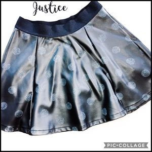 Justice Black Pleather-Look Sparkle Dot Skort 12 | Poshmark