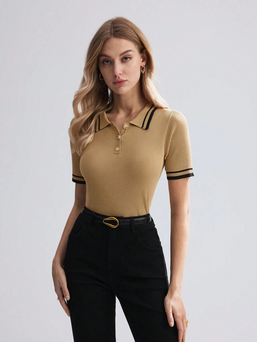 SHEIN BIZwear Casual Colorblock Striped Knit Top | SHEIN