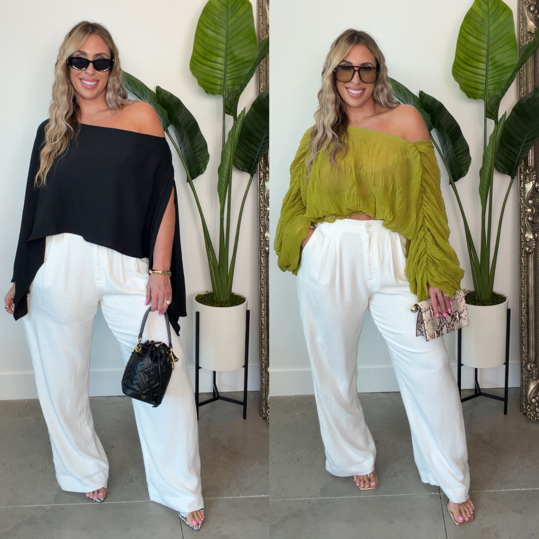 midsize elevated casual outfit 

black top part of a set XL (the set is three pieces includes the top, skort and a bandeau top that can be worn over a bra 

green top can be worn backwards or forward with a nude bra or nude top

white linen blend pants 31L (12) in the curve love. Abercrombie pants come in 2 fits:
Classic and Curve Love. The curve love gives 2 extra inches in the butt/thigh. Typically I am a 31 L (12) in Curve Love but I can also wear the 32 L (14) the classic cut

@abercrombie 

miu miu sunnies also linked the amazon version 

#LTKootd #LTKMidsize #LTKTall



#LTKSaleAlert #LTKSeasonal