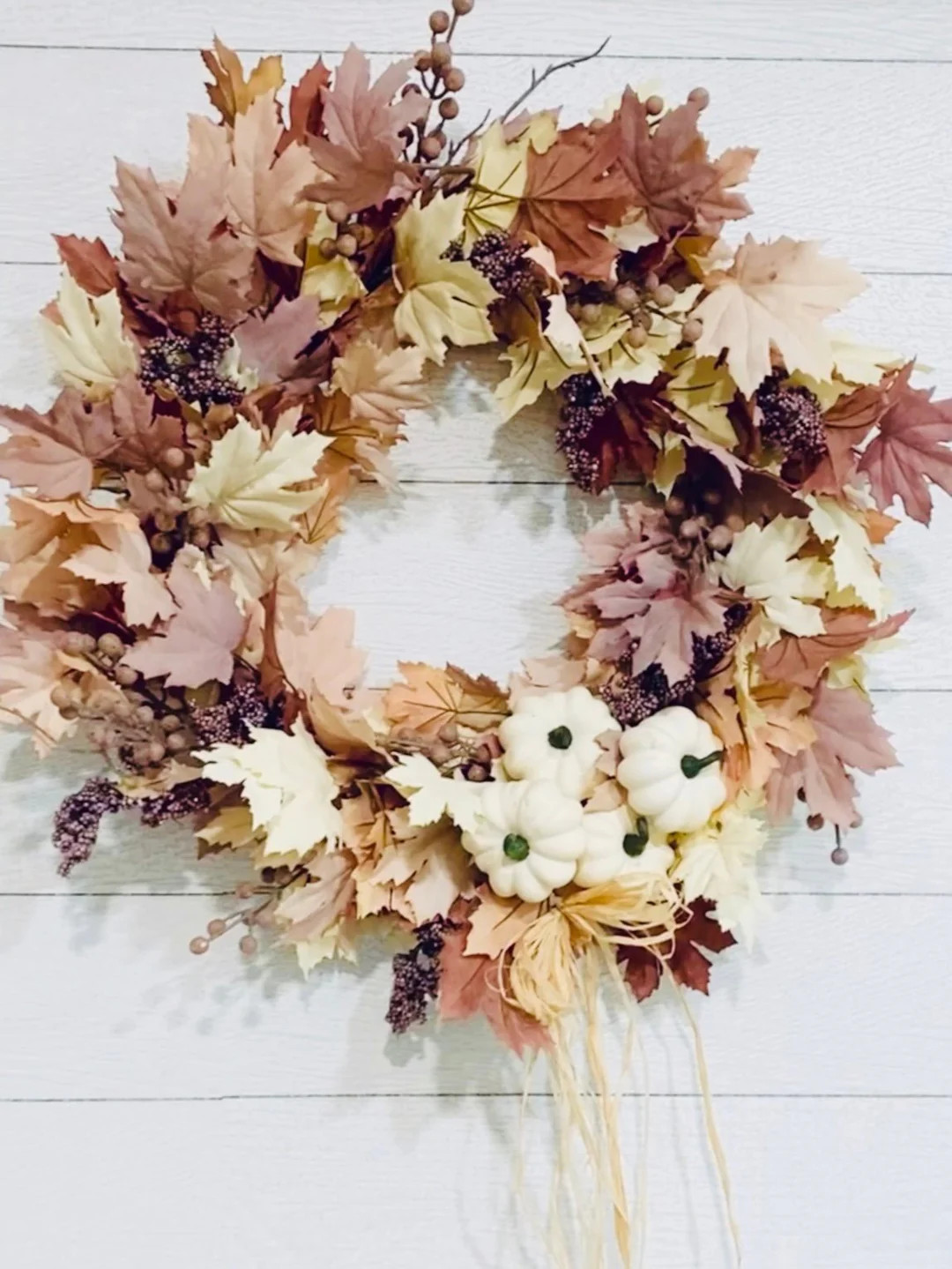 Fall Cream and Burgundy Wreath | Journey Decor