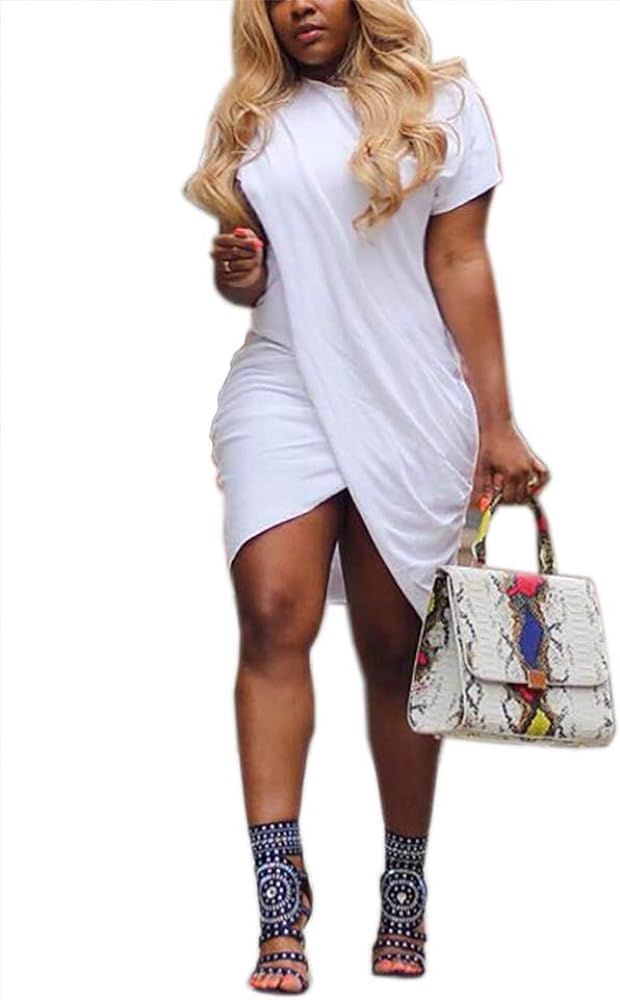 LKOUS Women's Summer Elegant Bowknot Sleeveless Ruffle Bodycon Midi Dress Plus Size S-3XL | Amazon (US)