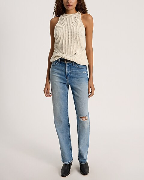 Textured High Neck Sweater Tank | Express