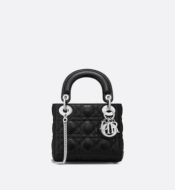 Mini Lady Dior Bag Black Cannage Lambskin | DIOR | Dior Couture