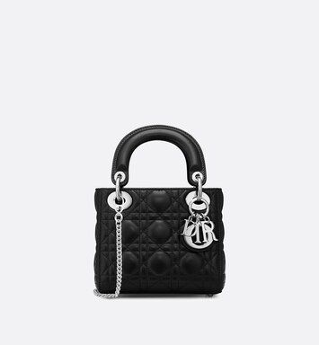 Mini Lady Dior Bag Black Cannage Lambskin | DIOR | Dior Couture