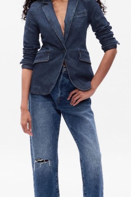 Denim on denim Jeans blazer casual weekend outfit brunch girls night out 

#LTKWorkwear #LTKTravel #LTKStyleTip