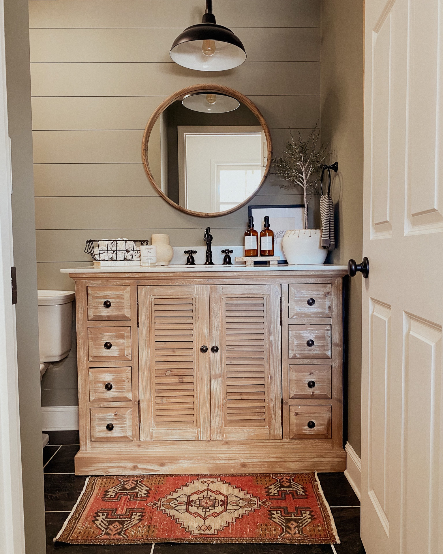 Powder Bath decor with vanity and mirror 🤍 #powderbath #bathroom 

#LTKstyletip #LTKhome