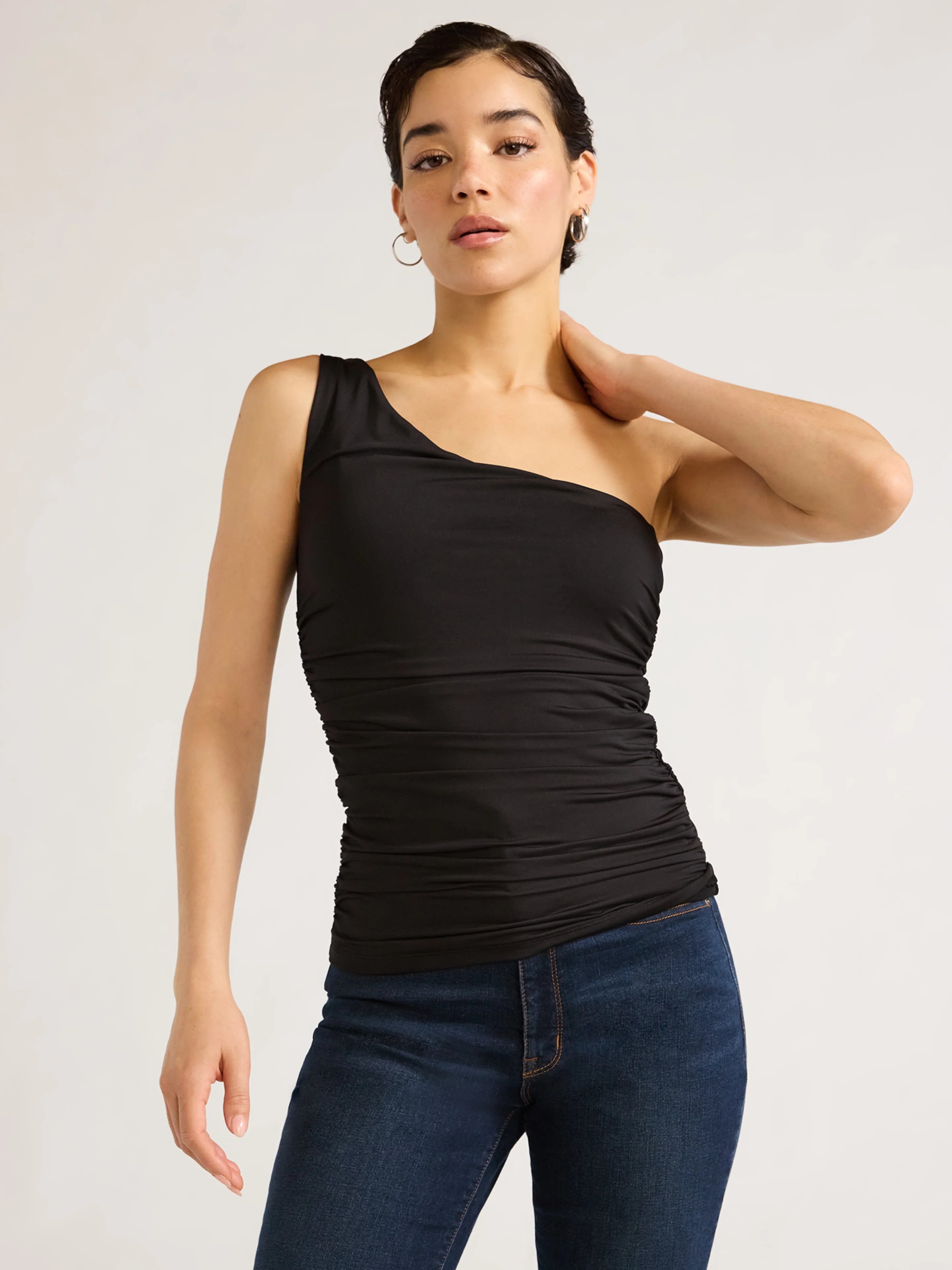 Sofia Jeans Women's Body Sculpt One Shoulder Ruched Top, Sizes XS-XXXL - Walmart.com | Walmart (US)
