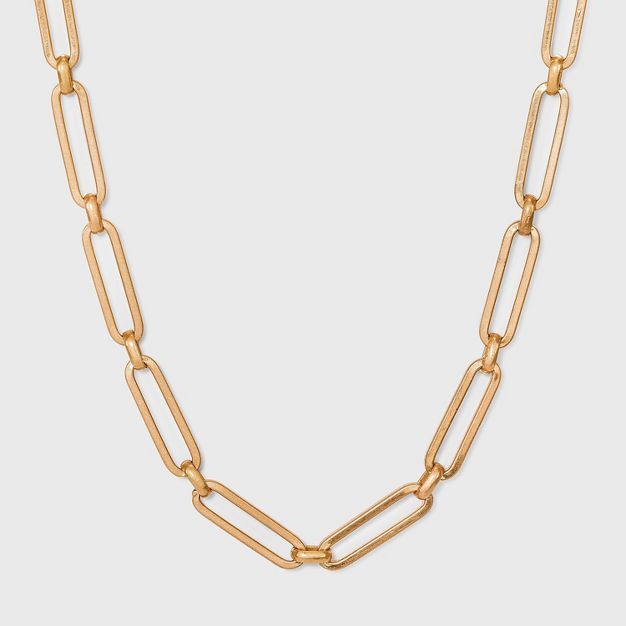 Paper Clip Chain Necklace - Universal Thread™ Worn Gold | Target