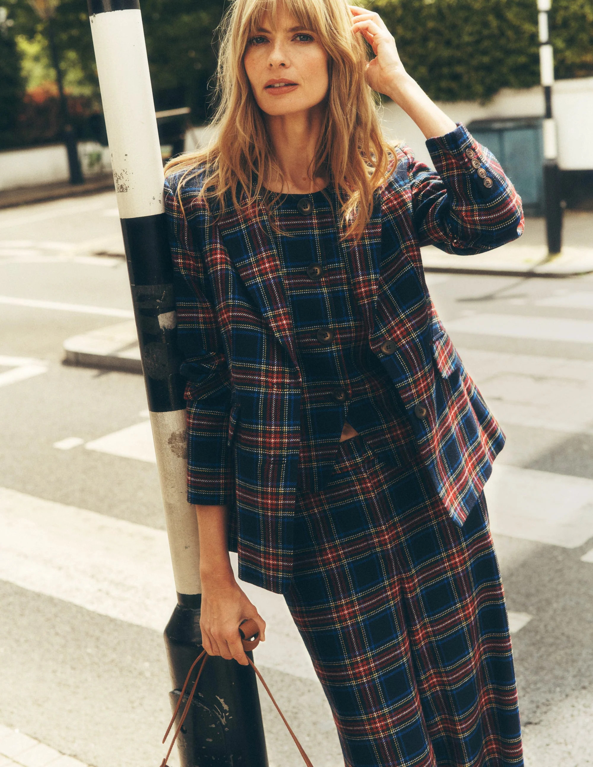 Tailored Check Waistcoat-Navy, Green and Red Check | Boden UK