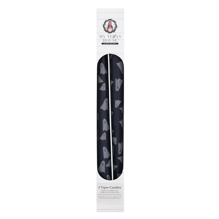 My Texas House Halloween Ghosts Taper Candles, Black and White, 2 Count, 11" | Walmart (US)