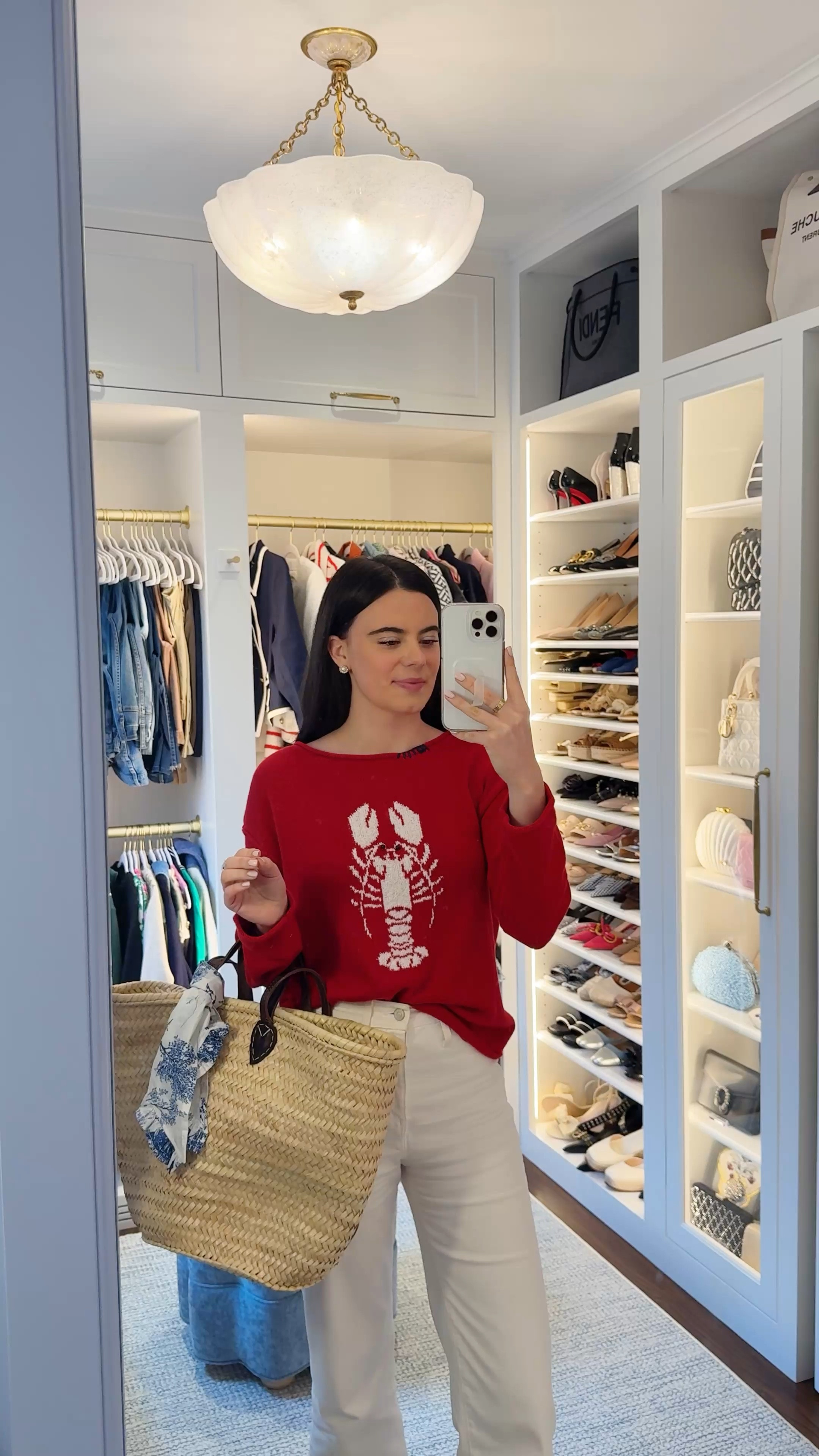 Cutest lobster sweater from Target!🦞 Great affordable option for July 4th and beyond! Cute summer sweater - my market tote is available to purchase on emilyOandbows.com 🎀