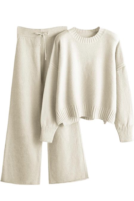 2 Piece Outfits for Women Sweater Sets Knit Long Sleeve Tops Elastic Waisted Pants Lounge Sets

#LTKstyletip #LTKfindsunder50