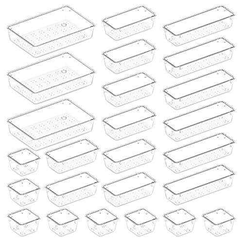 Lifewit 25 PCS Drawer Organizer Set Clear Plastic Desk Drawer Dividers Trays Dresser Storage Bins... | Amazon (CA)