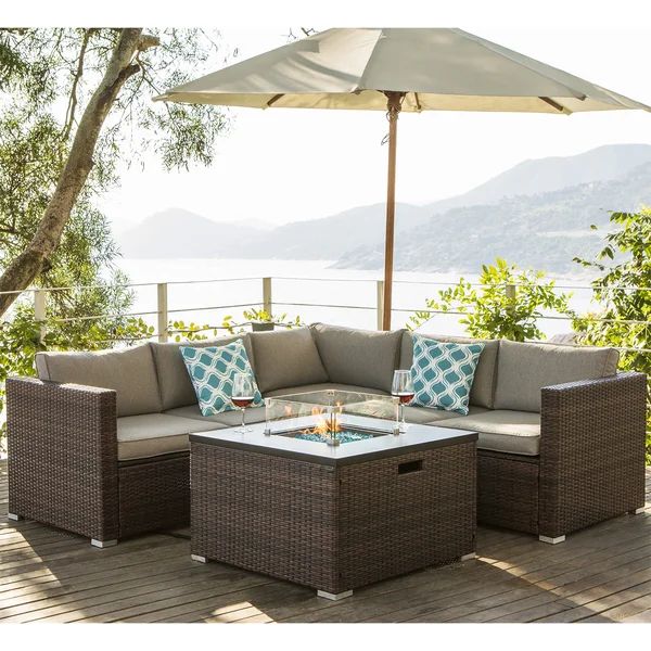 Sabine 6 Piece Rattan Sectional Seating Group with Cushions | Wayfair North America