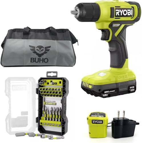 Cordless Drill Set Bundle with Ryobi 18V ONE+ Drill Driver, 3/8 Inch Chuck, 40 Piece Drill Bit Se... | Amazon (US)