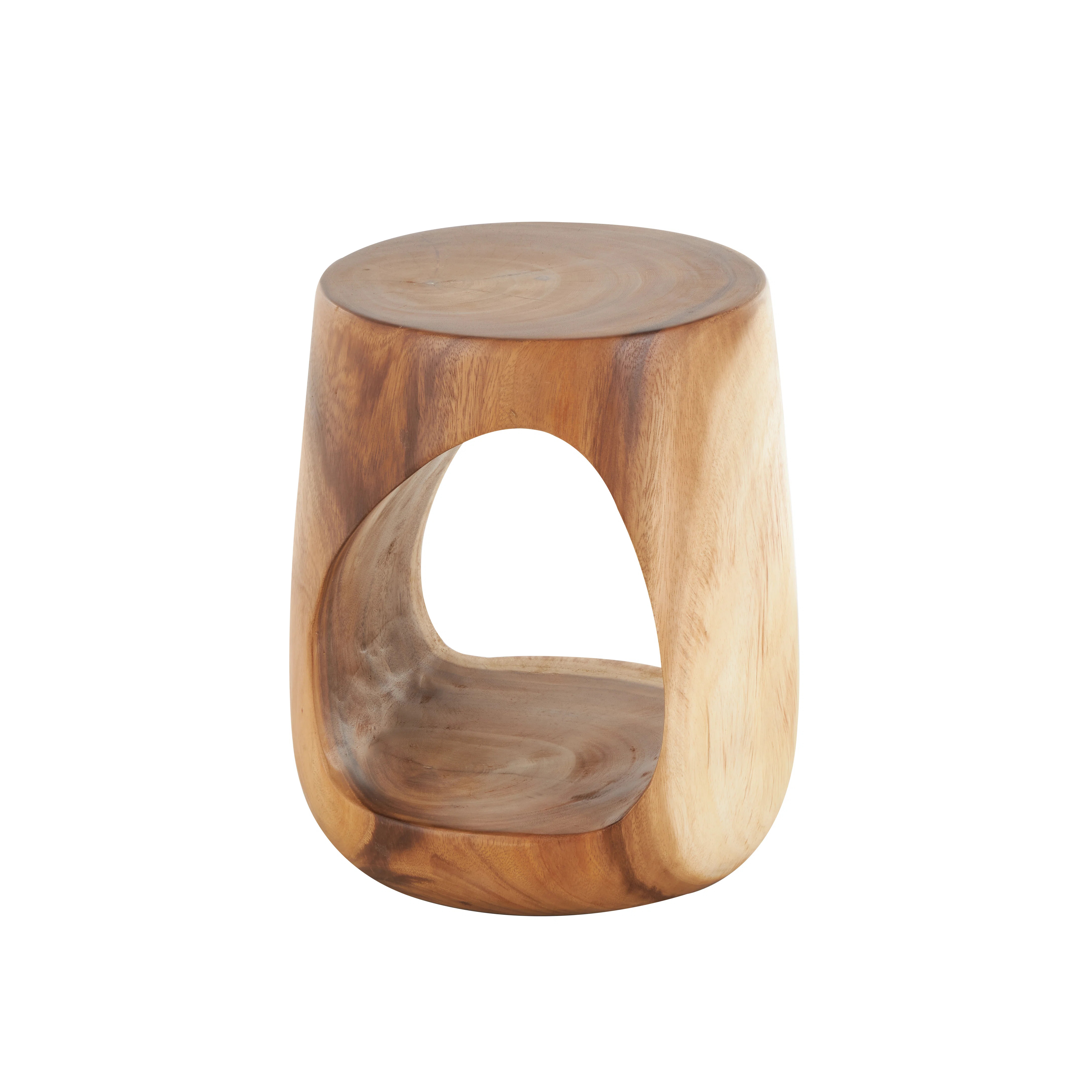 Loon Peak® Teak Wood Handmade Brown Side End Accent Table With Abstract Triangle Cutout | Wayfai... | Wayfair North America