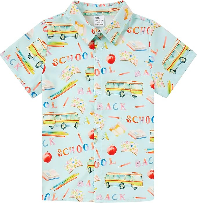 Enlifety Boys Girls Hawaii Shirt Cool Summer Casual Blouse Short Sleeve Button Down Tops Size 2-1... | Amazon (US)