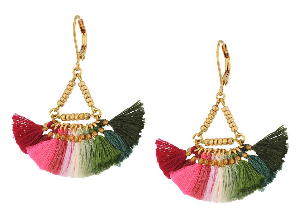 SHASHI - Lilu Tassel Earrings (Pink/Olive Green Multi) Earring | Zappos