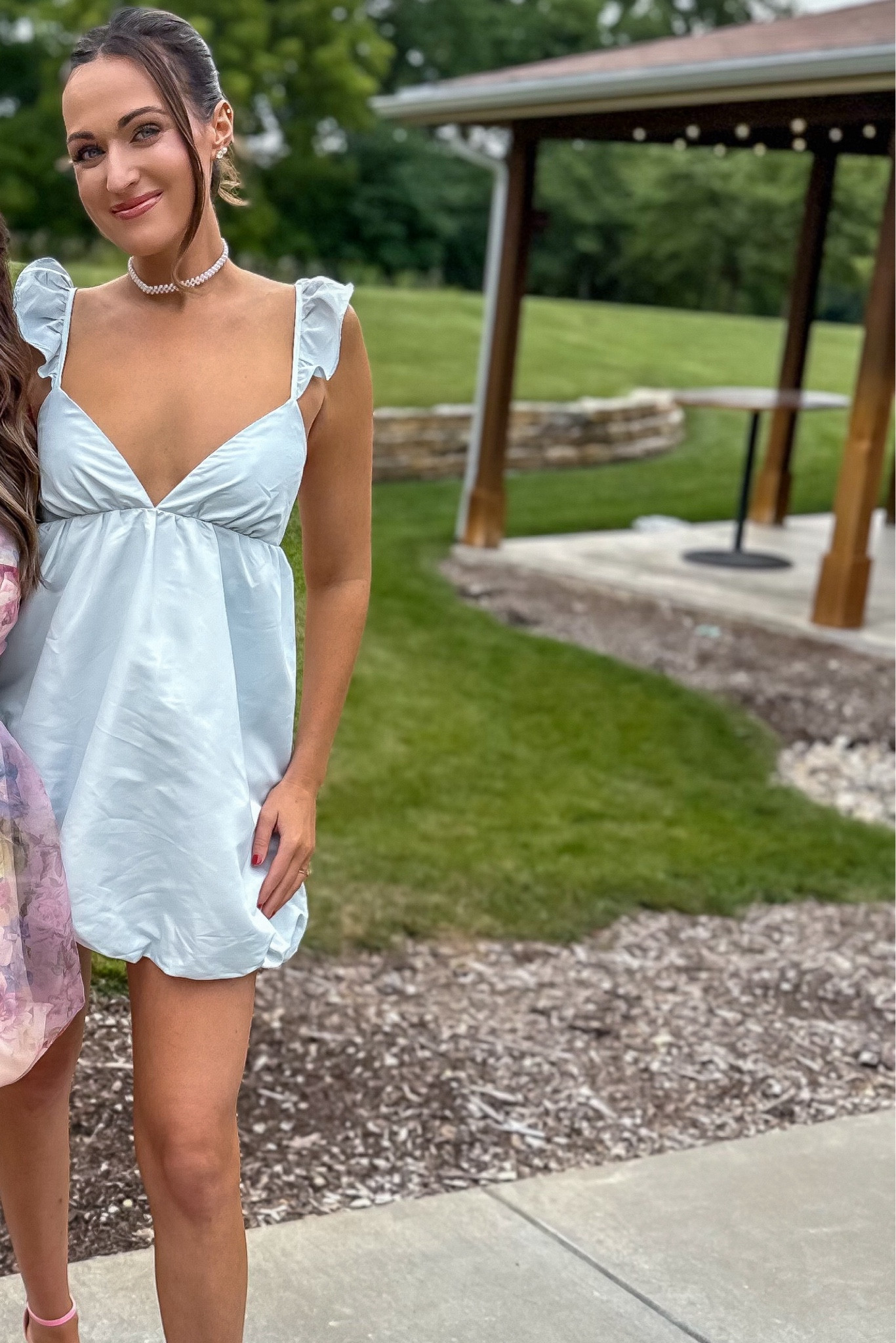 the most perfect bubble dress, so versatile to dress up or down, comfy, flattering, and insanely affordable. got so many compliments on it and no one could believe where it’s from. **true to size, i am wearing an extra small! 

also linked some cutie pink heels and the jewelry i wore, as well as my hack to leaving heels on at a wedding 

#LTKSaleAlert #LTKSeasonal #LTKWedding