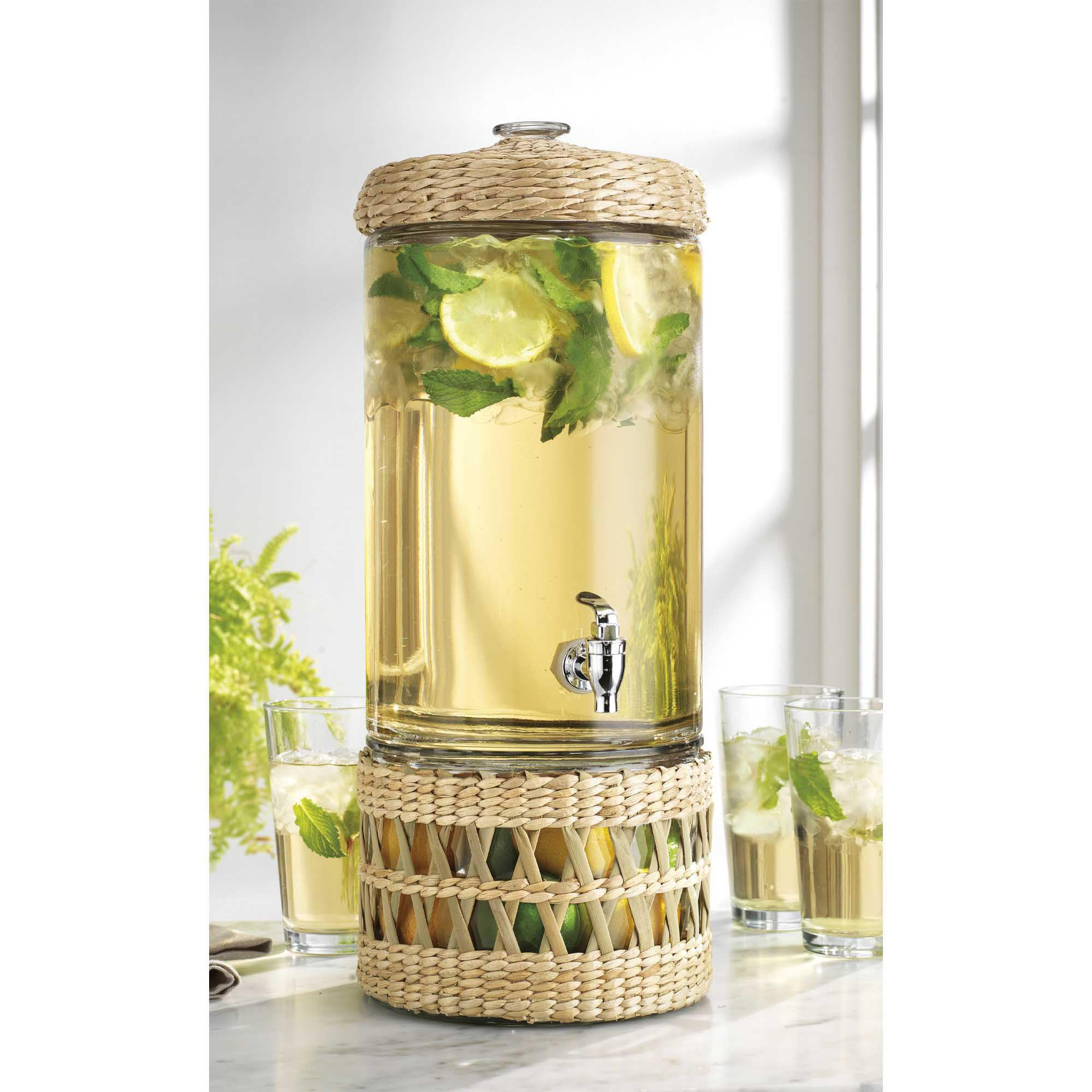 Merveille Glass Beverage Dispenser with Rattan Wrap, 2 Gallon Capacity, Leakproof Spigot, Decorat... | Amazon (US)