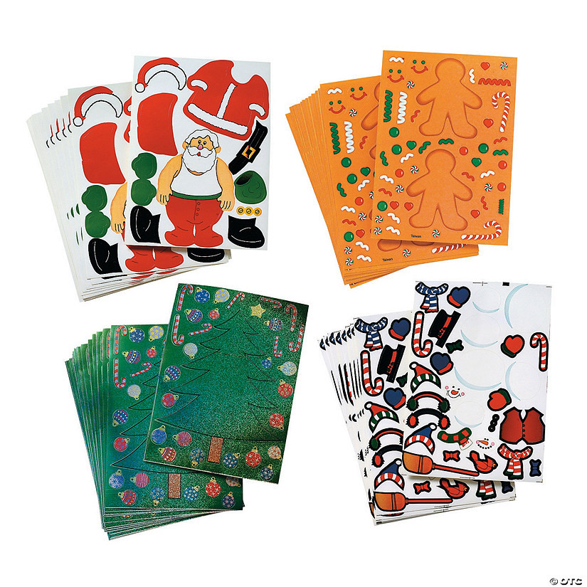 6 1/2" Bulk Holiday Make-a-Character Paper Sticker Sheets - 96 Pc. | Oriental Trading Company