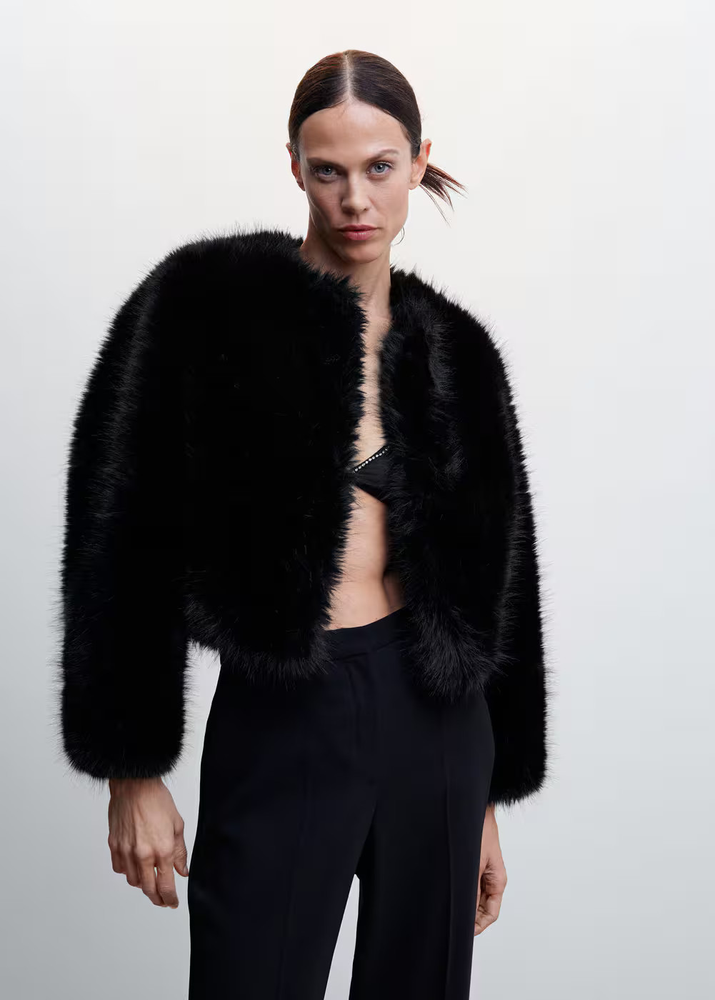 Fur-effect coat -  Women | Mango USA | MANGO (US)