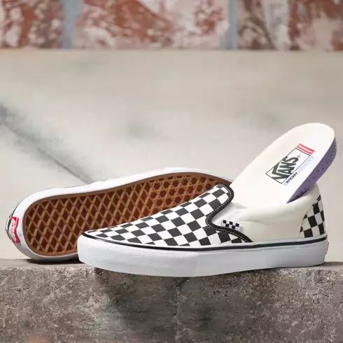 Vans Checkerboard Skate Slip-On (Black/Off White) | Vans (US)