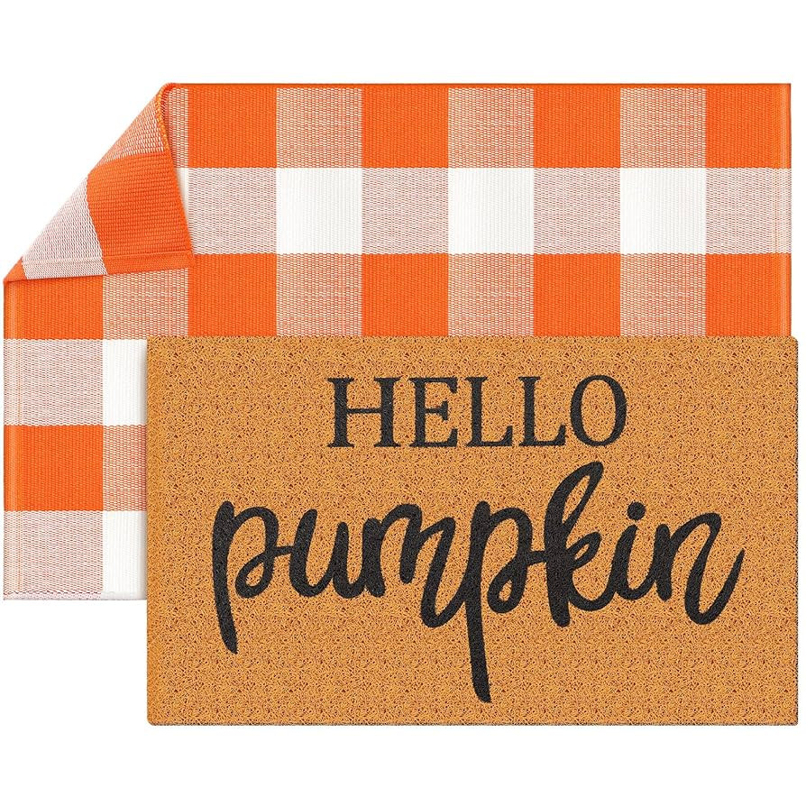Duraaamo 2 Pcs Fall Door Mat Welcome Doormat Imitation Coir Mats Front Porch Entryway Mats for Fa... | Amazon (US)