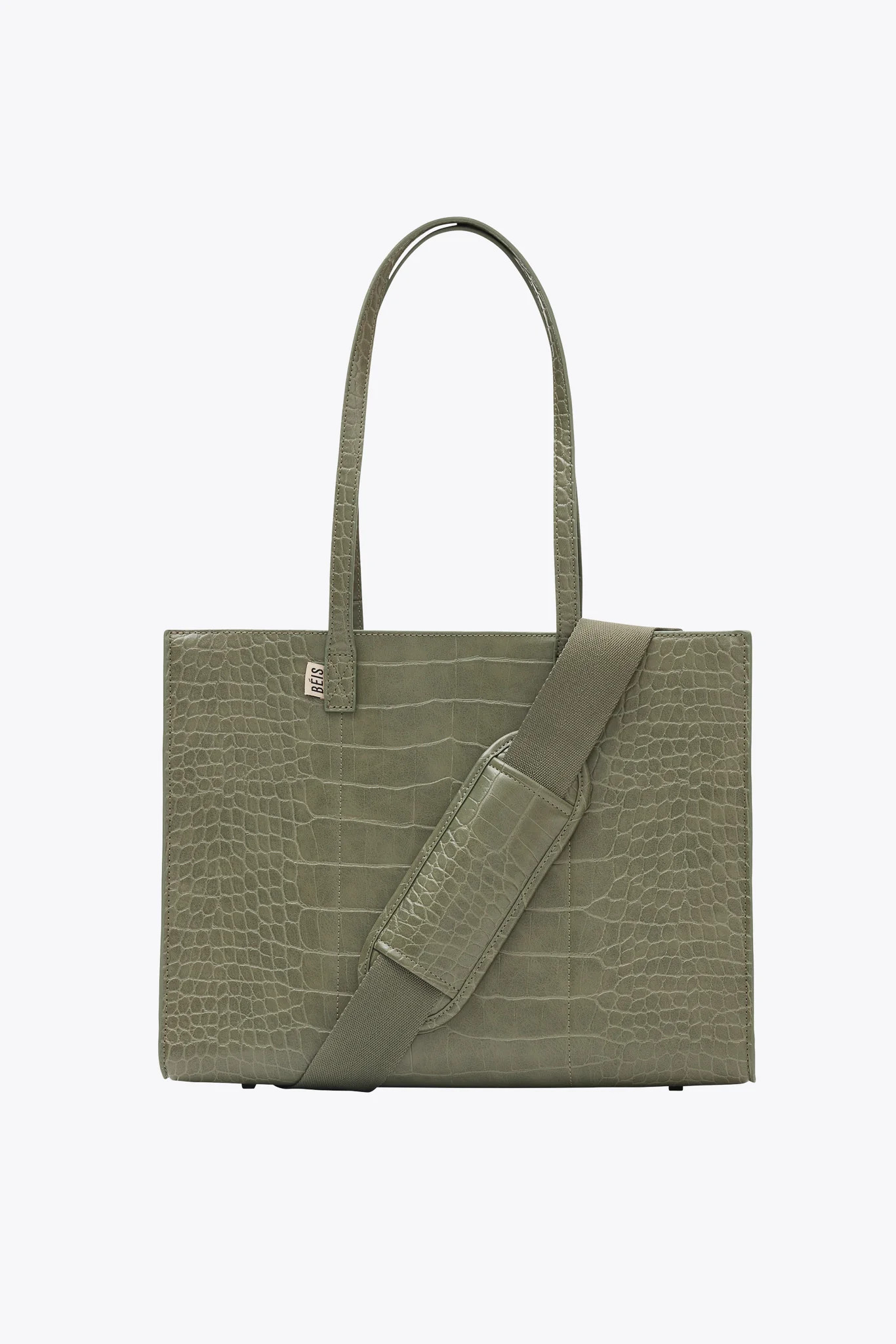 The Work Tote in Olive Croc | BÉIS Travel