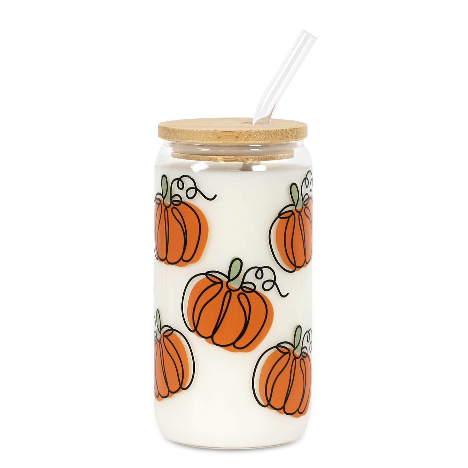 Fall Pumpkin Iced Coffee Cup, Practical Birthday Gift, 18oz Pumpkin Season Tumbler Can Glass, Reu... | Amazon (US)