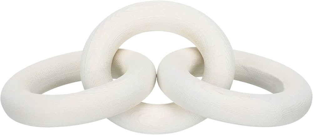 Wood Chain Link Decor 3 Link Rustic Wood Link White Hand Carved Decorative Chain Wooden Farmhouse... | Amazon (US)