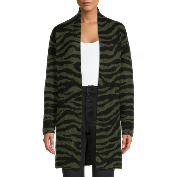 Time and Tru Women's Open Front Cardigan Sweater with Long Sleeves - Walmart.com | Walmart (US)