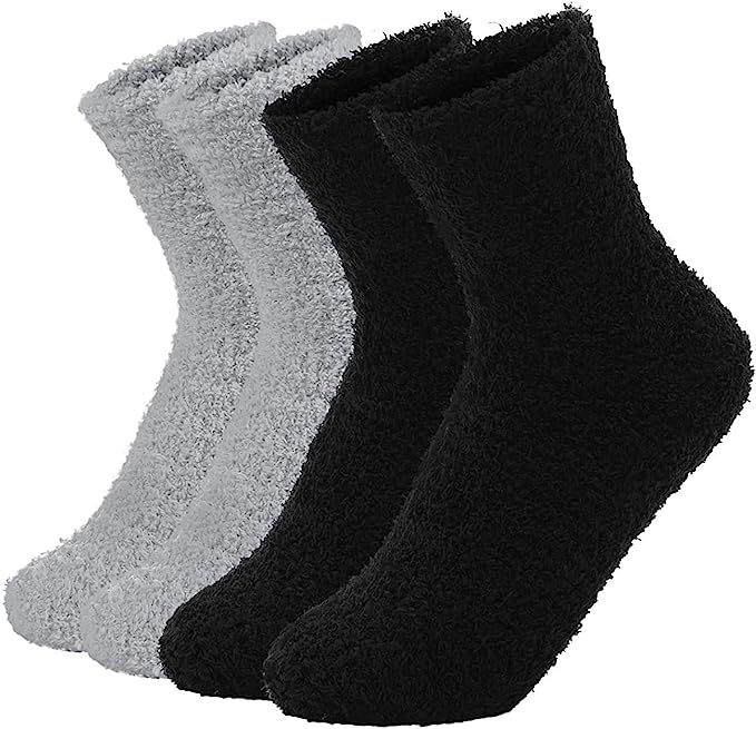 Fuzzy Warm Slipper Socks Women Super Soft Microfiber Cozy Sleeping Socks 6 or 5 Pairs | Amazon (US)