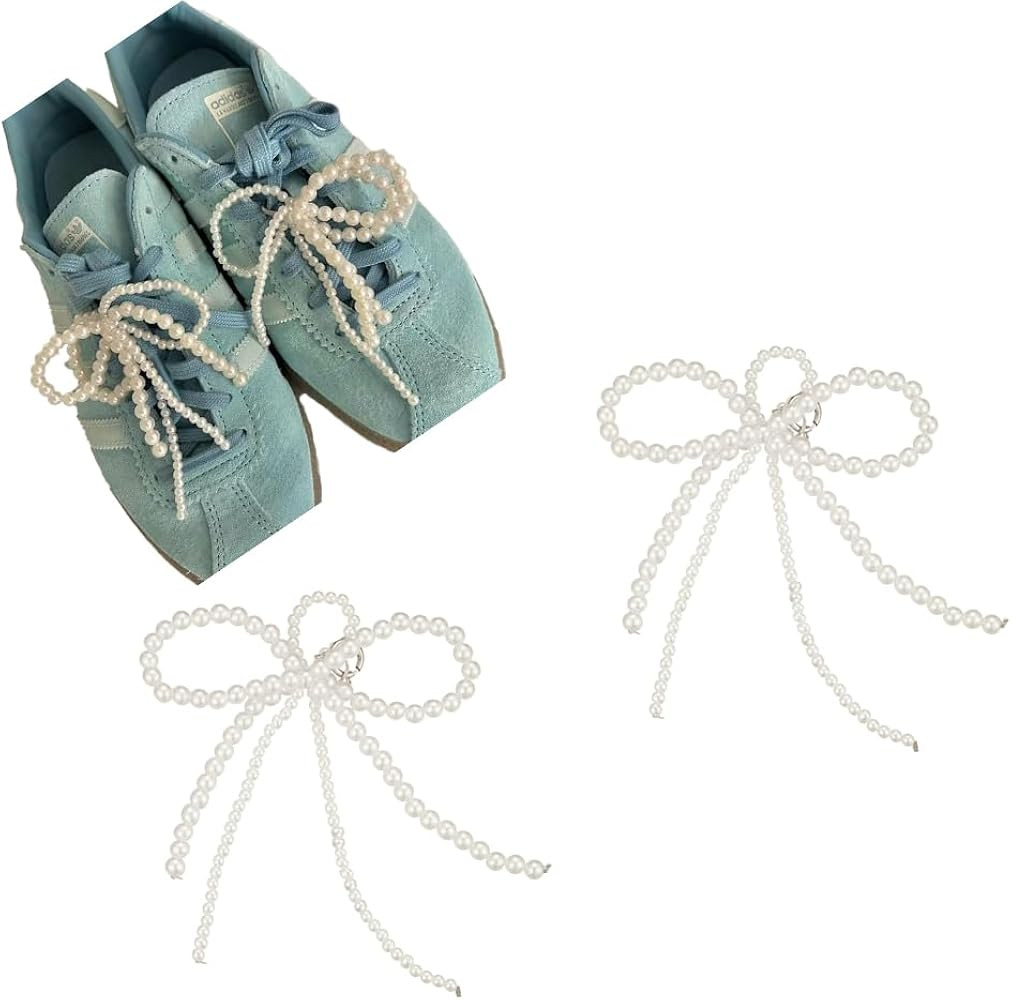 2 pcs Pearls Bowknot Shoe Decoration Charms for Sneakers Dress Shoes Elegant Buckle Pearl Beaded ... | Amazon (US)