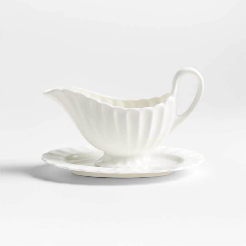 Capella White Bone China Gravy Boat | Crate & Barrel | Crate & Barrel