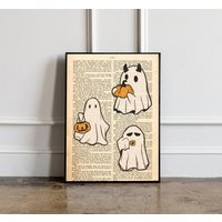 Vintage Halloween Print, Autumn Poster, Wall Art Decor, Rustic Fall Art, Ghost Poster, Poster | Etsy (US)