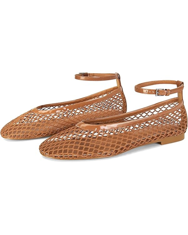 Mesh Ballet Flats for Women Round Toe Buckle Strap Fishnet Mary Jane Flats Comfy Casual Office Wo... | Amazon (US)