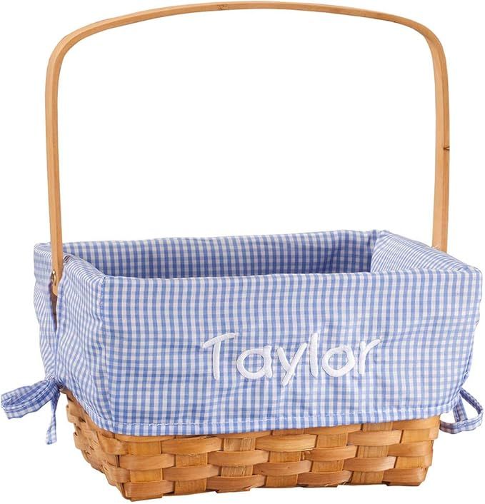 Fox Valley Traders Personalized Blue Gingham Wicker Easter Basket | Amazon (US)