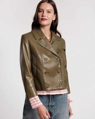 Moto Jacket - Faux Leather Olive - S | Frances Valentine