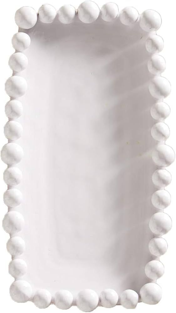 Mud Pie Raised Dot Long Platters (Small),White, 6 1/2" x 12" | Amazon (US)