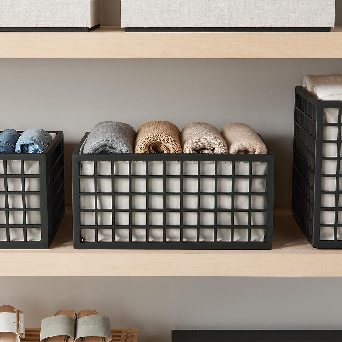 Marie Kondo Ink Black Shoji Bamboo Bin with Liner | The Container Store