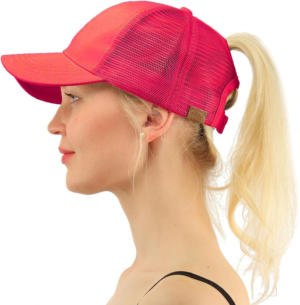 C.C Ponytail Messy Buns Trucker Ponycaps Plain Baseball Visor Cap Dad Hat | Amazon (US)
