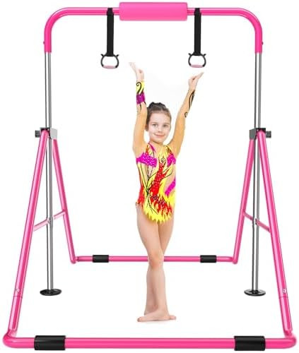 Safly Fun Gymnastics Bar for Kids 3-11, Foldable & Adjustable 35"-51", Supports 141Lbs with Pad, ... | Amazon (US)
