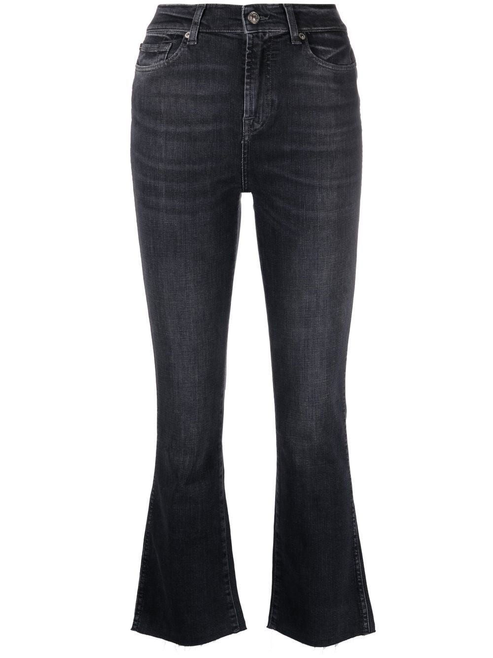 7 For All Mankind cropped flared jeans - Black | Farfetch Global