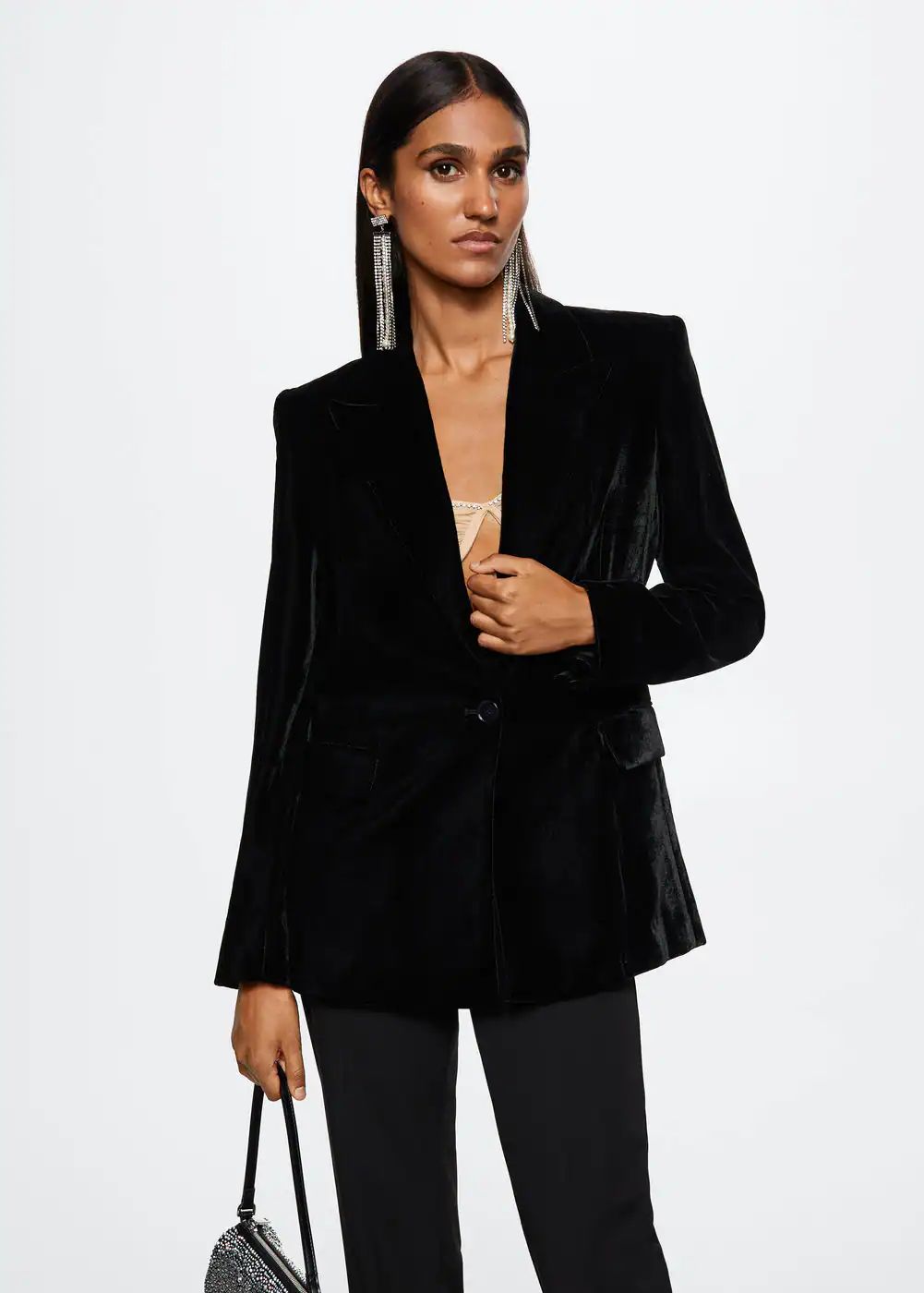 Velvet suit blazer -  Women | Mango USA | MANGO (US)