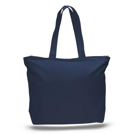 (3 Pack) Set of 3 Heavy Canvas Large Tote Bag with Zippered Closure (Navy) | Walmart (US)