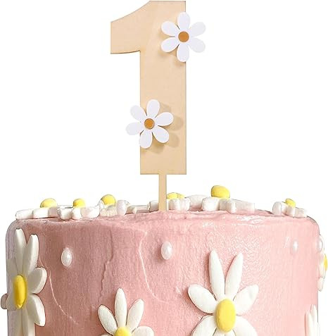 Wooden Daisy Cake Topper For 1st Birthday - Daisy Birthday Party Decor, Retro Groovy Birthday, Bo... | Amazon (US)
